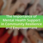 The Importance of Mental Health Support in Community Resilience and Empowerment