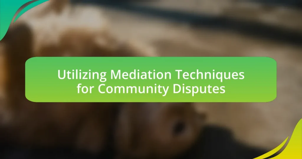 Utilizing Mediation Techniques for Community Disputes