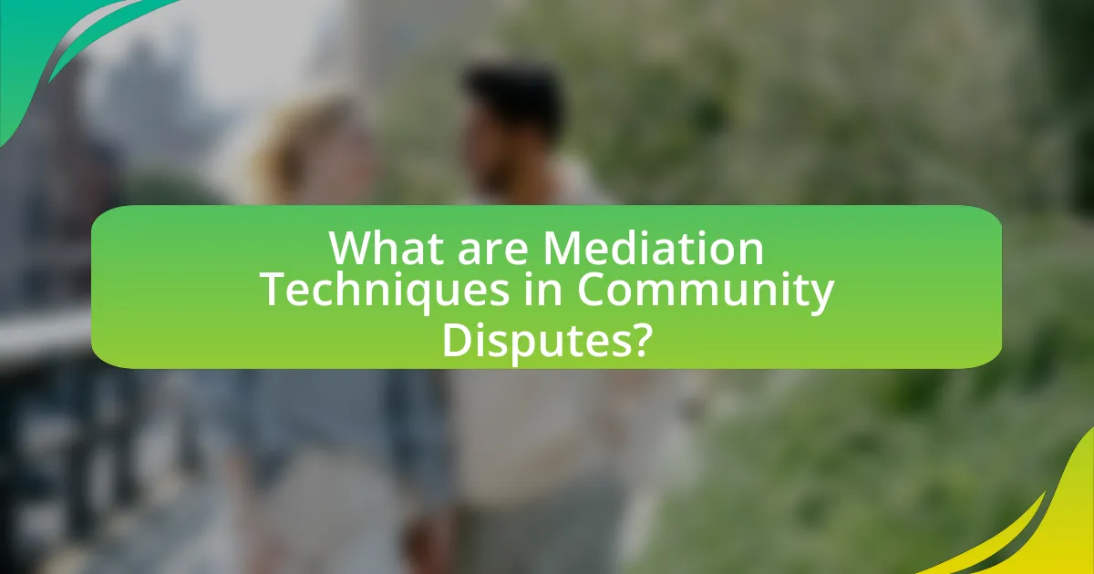 What are Mediation Techniques in Community Disputes?